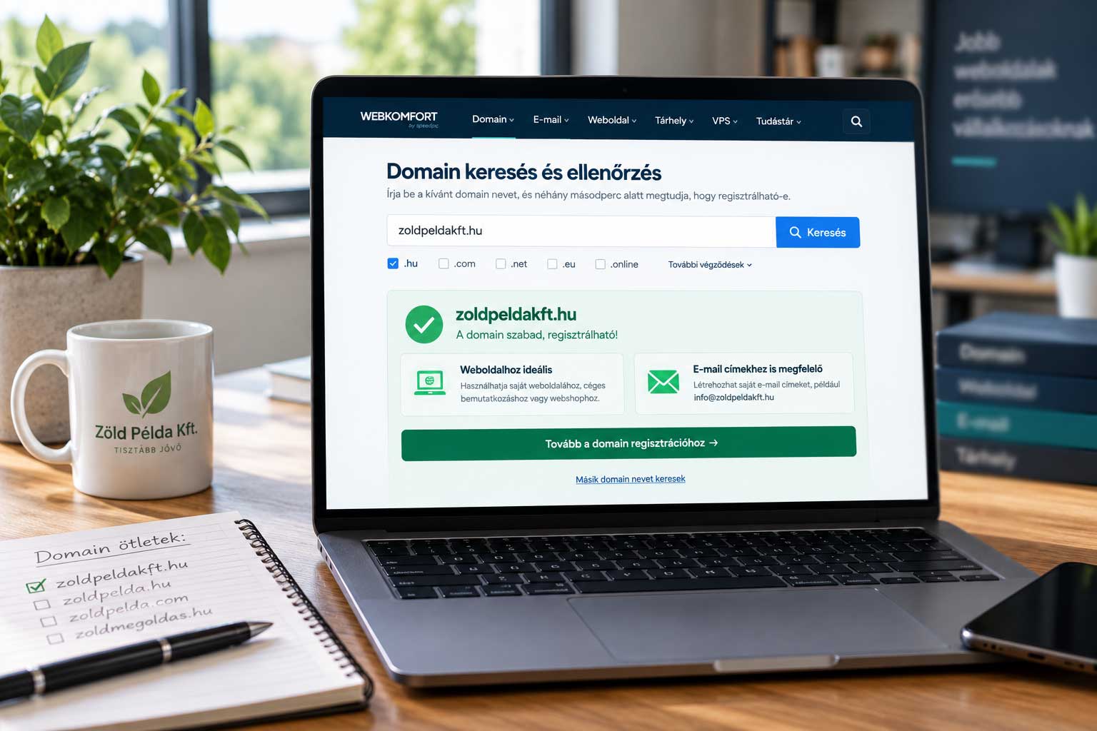 Domainnév ellenőrzése laptopon egy vállalkozás számára