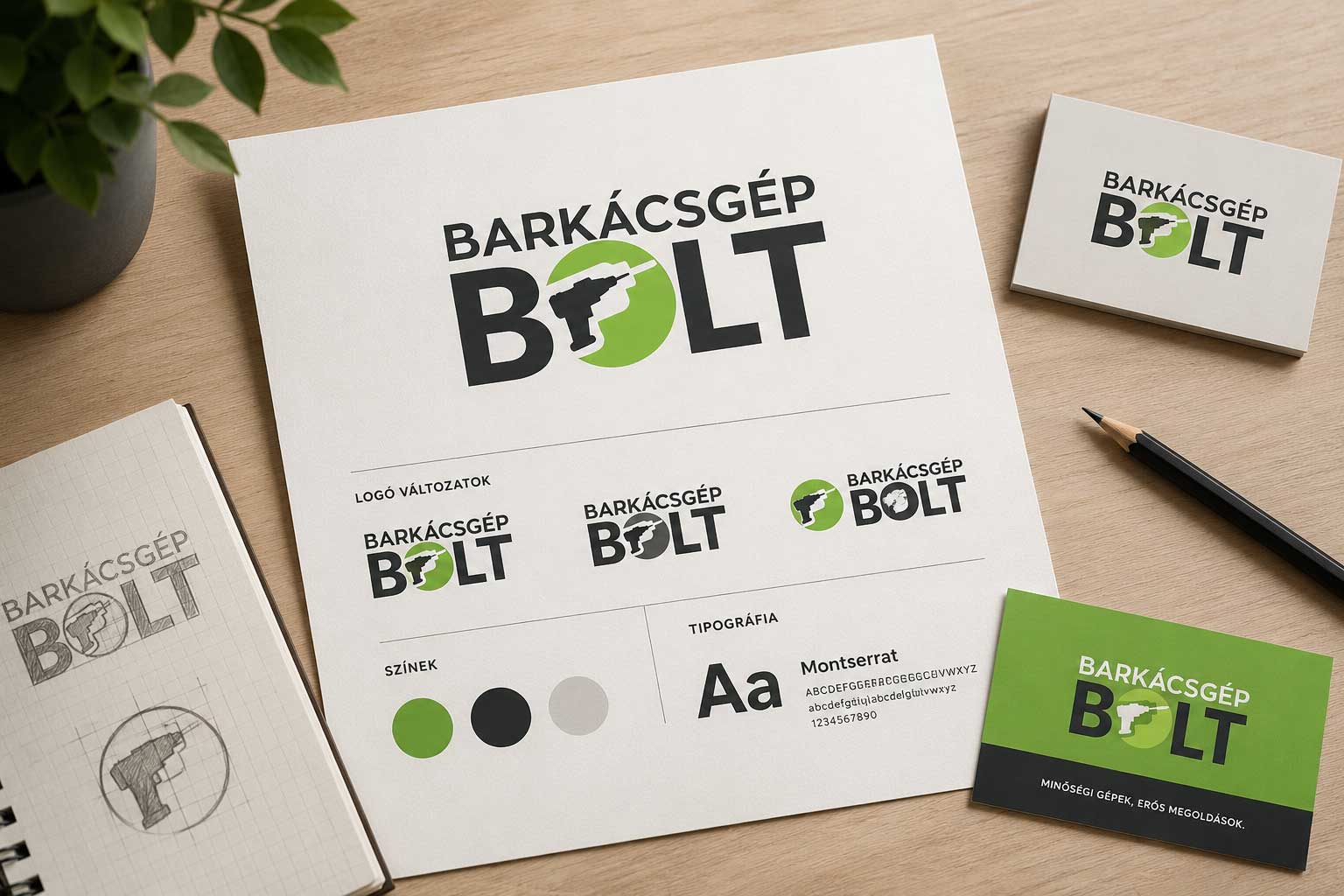 Barkácsgépbolt logó és arculat referencia