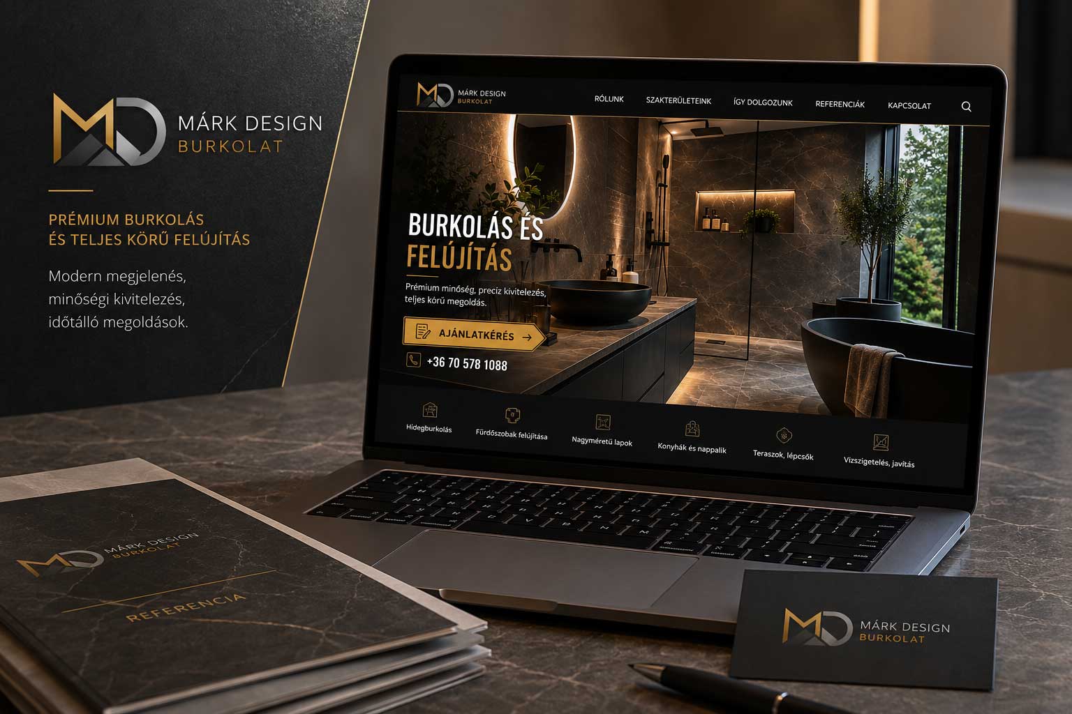 Mark Design Burkolat logó és SPEEDPAGE weboldal referencia
