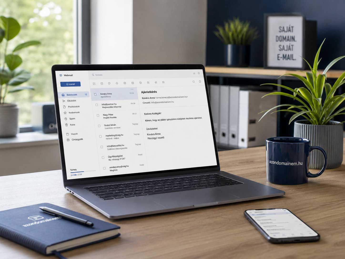Céges e-mail használata laptopon és telefonon
